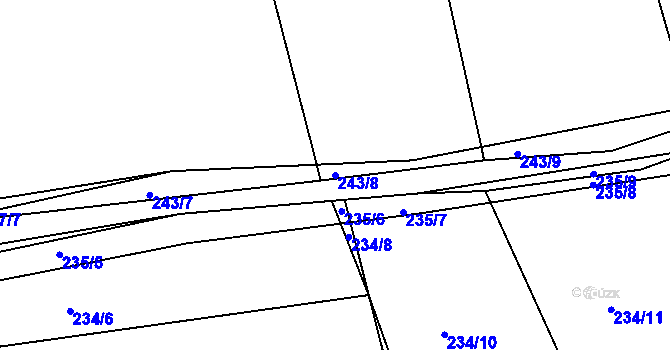 Parcela st. 243/8 v KÚ Levín u Berouna, Katastrální mapa
