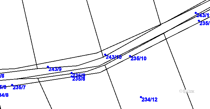 Parcela st. 243/10 v KÚ Levín u Berouna, Katastrální mapa