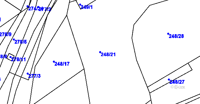 Parcela st. 248/21 v KÚ Levín u Berouna, Katastrální mapa