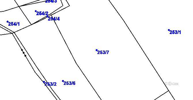 Parcela st. 253/7 v KÚ Levín u Berouna, Katastrální mapa
