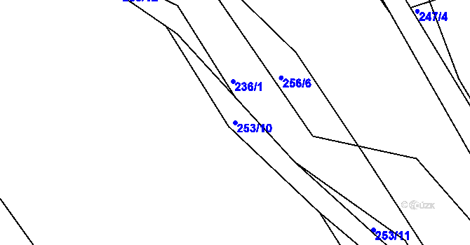 Parcela st. 253/10 v KÚ Levín u Berouna, Katastrální mapa