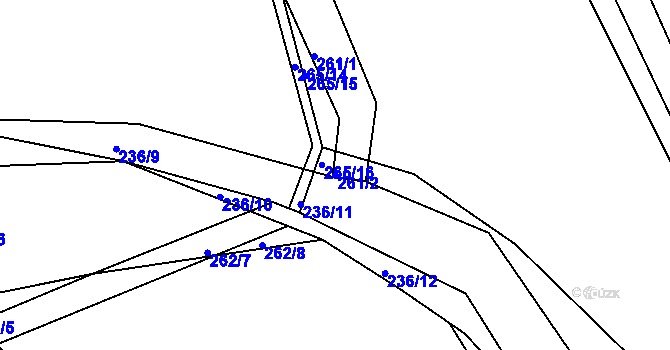 Parcela st. 261/2 v KÚ Levín u Berouna, Katastrální mapa
