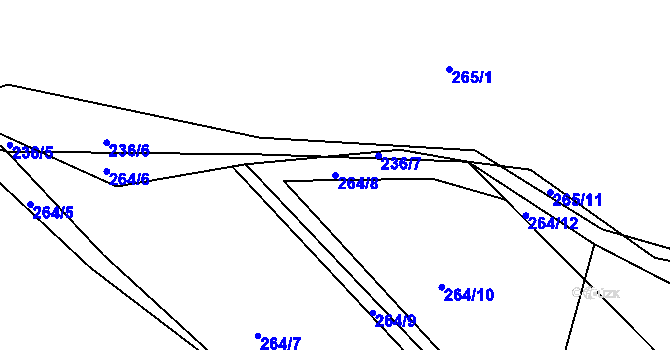 Parcela st. 264/8 v KÚ Levín u Berouna, Katastrální mapa