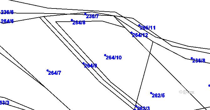 Parcela st. 264/10 v KÚ Levín u Berouna, Katastrální mapa