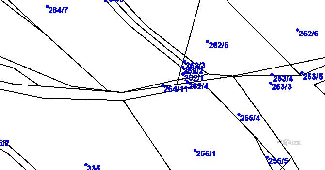 Parcela st. 264/11 v KÚ Levín u Berouna, Katastrální mapa