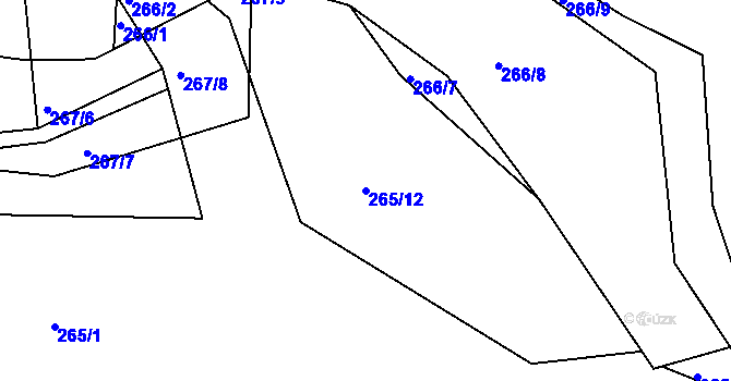 Parcela st. 265/12 v KÚ Levín u Berouna, Katastrální mapa