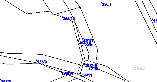 Parcela st. 265/14 v KÚ Levín u Berouna, Katastrální mapa