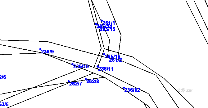 Parcela st. 265/16 v KÚ Levín u Berouna, Katastrální mapa