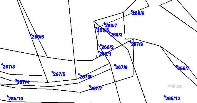 Parcela st. 266/1 v KÚ Levín u Berouna, Katastrální mapa