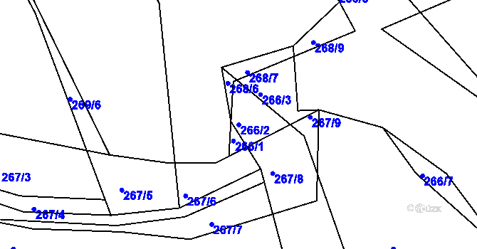 Parcela st. 266/2 v KÚ Levín u Berouna, Katastrální mapa