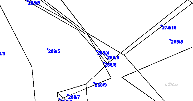 Parcela st. 266/4 v KÚ Levín u Berouna, Katastrální mapa