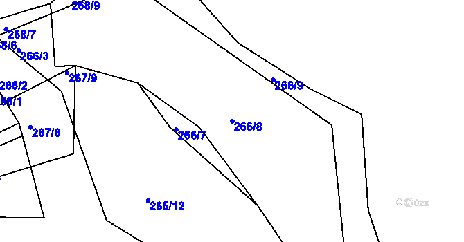 Parcela st. 266/8 v KÚ Levín u Berouna, Katastrální mapa