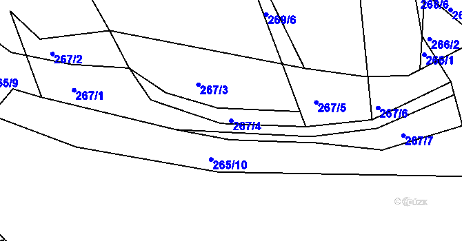 Parcela st. 267/4 v KÚ Levín u Berouna, Katastrální mapa