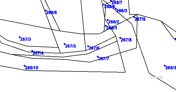 Parcela st. 267/6 v KÚ Levín u Berouna, Katastrální mapa