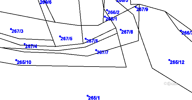 Parcela st. 267/7 v KÚ Levín u Berouna, Katastrální mapa