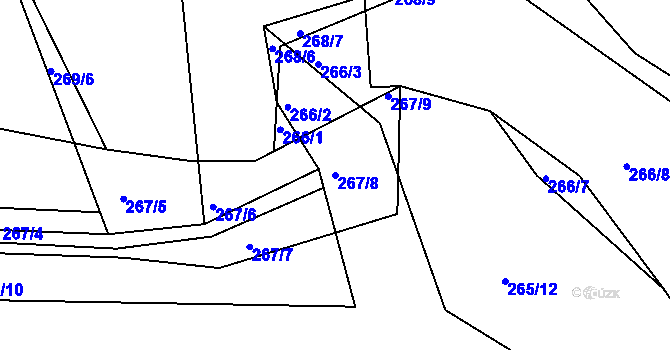 Parcela st. 267/8 v KÚ Levín u Berouna, Katastrální mapa