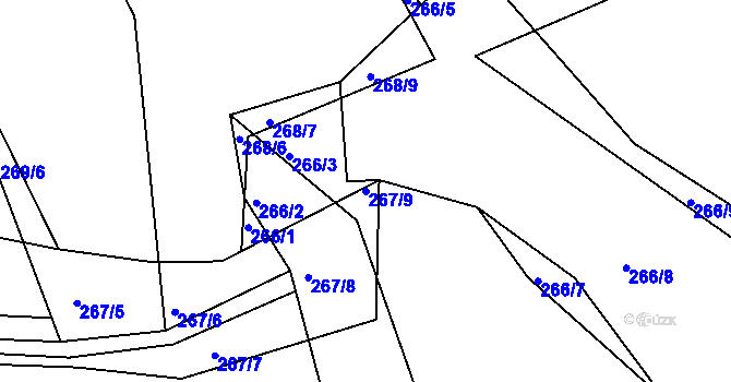 Parcela st. 267/9 v KÚ Levín u Berouna, Katastrální mapa