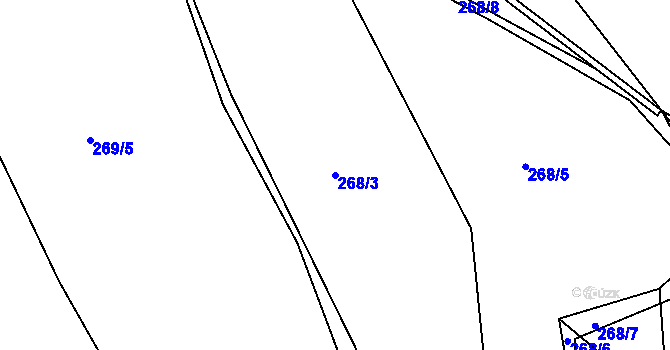 Parcela st. 268/3 v KÚ Levín u Berouna, Katastrální mapa