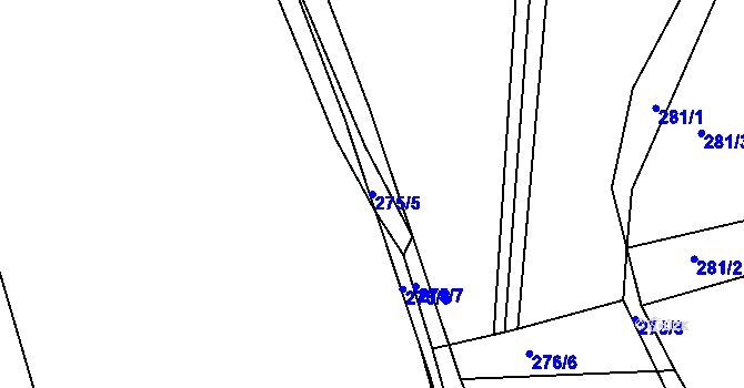 Parcela st. 275/5 v KÚ Levín u Berouna, Katastrální mapa