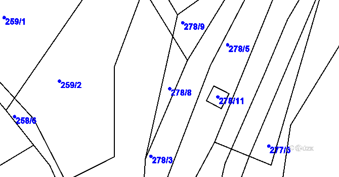 Parcela st. 278/8 v KÚ Levín u Berouna, Katastrální mapa