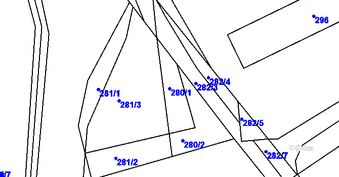 Parcela st. 280/1 v KÚ Levín u Berouna, Katastrální mapa