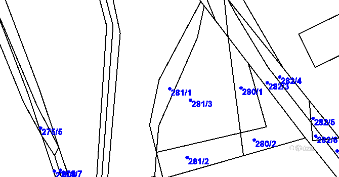Parcela st. 281/1 v KÚ Levín u Berouna, Katastrální mapa