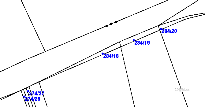 Parcela st. 284/18 v KÚ Levín u Berouna, Katastrální mapa