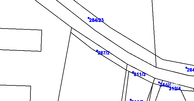 Parcela st. 287/2 v KÚ Levín u Berouna, Katastrální mapa