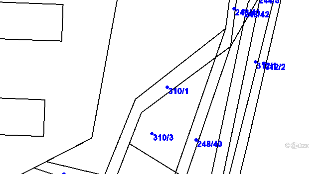 Parcela st. 310/1 v KÚ Levín u Berouna, Katastrální mapa