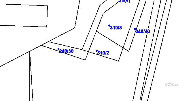 Parcela st. 310/2 v KÚ Levín u Berouna, Katastrální mapa