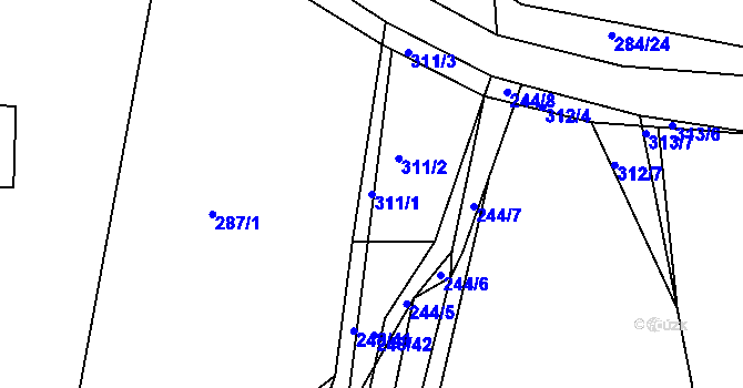 Parcela st. 311/1 v KÚ Levín u Berouna, Katastrální mapa