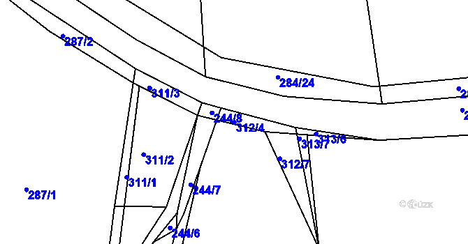 Parcela st. 312/4 v KÚ Levín u Berouna, Katastrální mapa