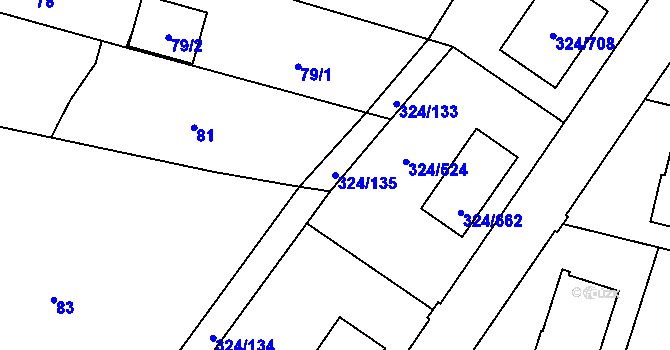Parcela st. 324/135 v KÚ Levín u Berouna, Katastrální mapa