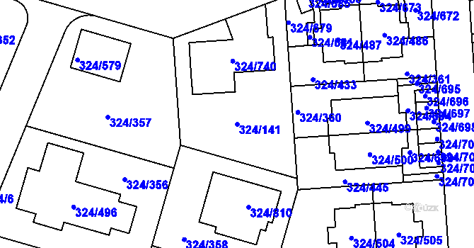 Parcela st. 324/141 v KÚ Levín u Berouna, Katastrální mapa