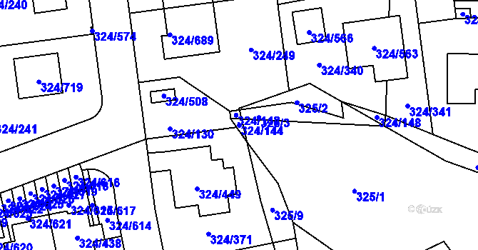 Parcela st. 324/144 v KÚ Levín u Berouna, Katastrální mapa