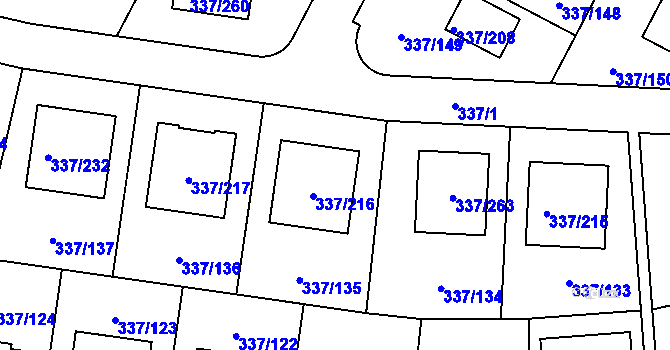 Parcela st. 337/13 v KÚ Levín u Berouna, Katastrální mapa