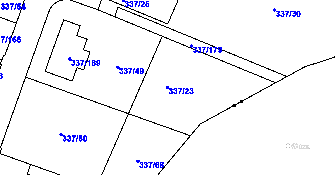 Parcela st. 337/23 v KÚ Levín u Berouna, Katastrální mapa
