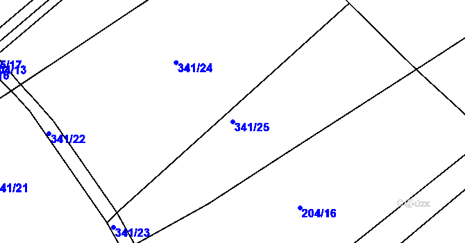 Parcela st. 341/25 v KÚ Levín u Berouna, Katastrální mapa