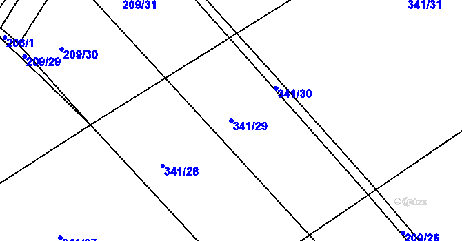 Parcela st. 341/29 v KÚ Levín u Berouna, Katastrální mapa