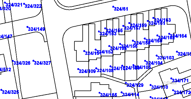 Parcela st. 324/152 v KÚ Levín u Berouna, Katastrální mapa