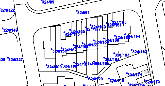 Parcela st. 324/156 v KÚ Levín u Berouna, Katastrální mapa