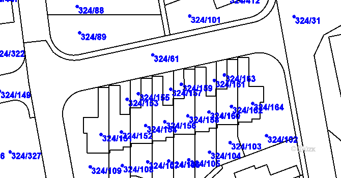Parcela st. 324/157 v KÚ Levín u Berouna, Katastrální mapa