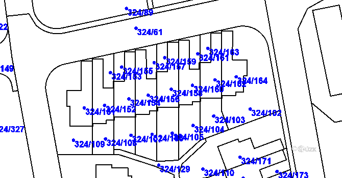 Parcela st. 324/158 v KÚ Levín u Berouna, Katastrální mapa