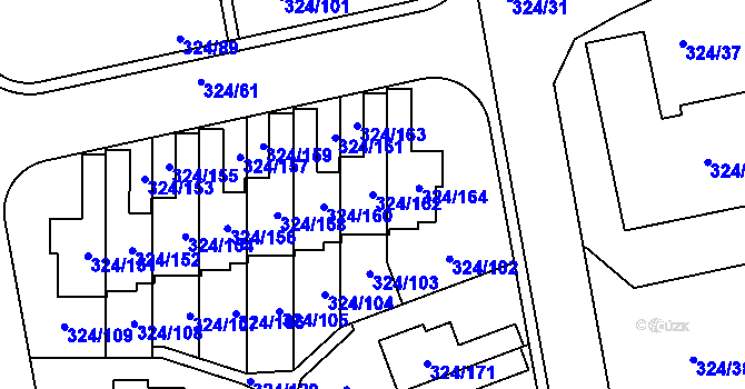 Parcela st. 324/162 v KÚ Levín u Berouna, Katastrální mapa