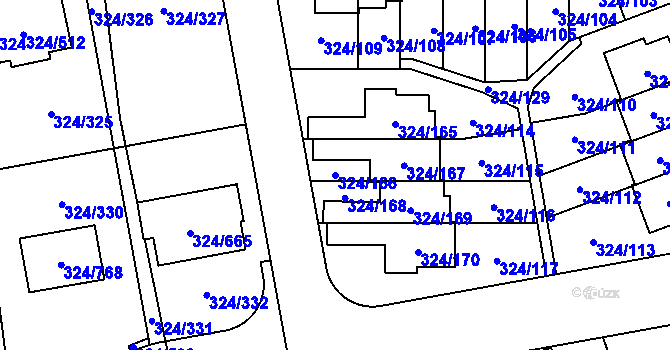 Parcela st. 324/166 v KÚ Levín u Berouna, Katastrální mapa