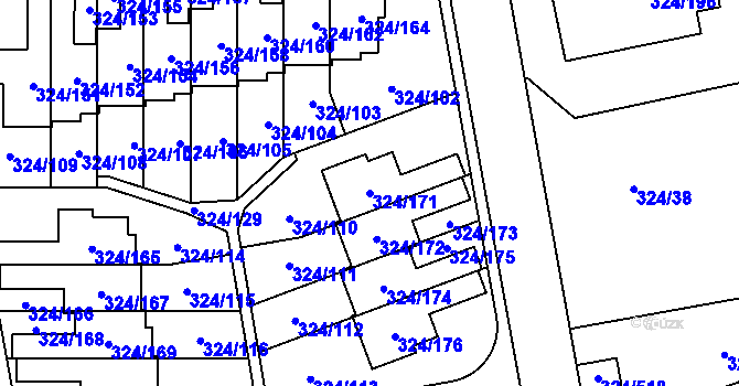 Parcela st. 324/171 v KÚ Levín u Berouna, Katastrální mapa
