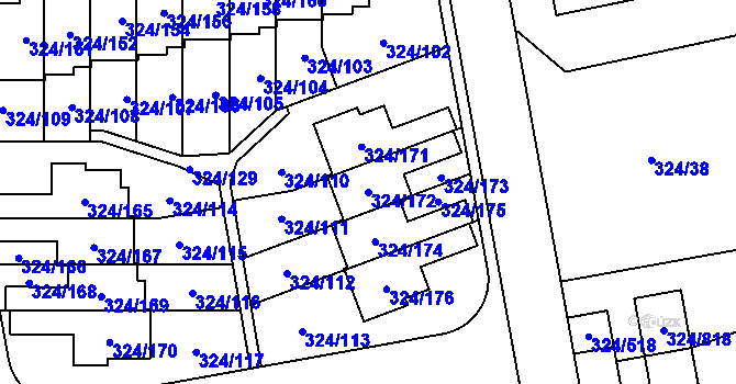 Parcela st. 324/172 v KÚ Levín u Berouna, Katastrální mapa