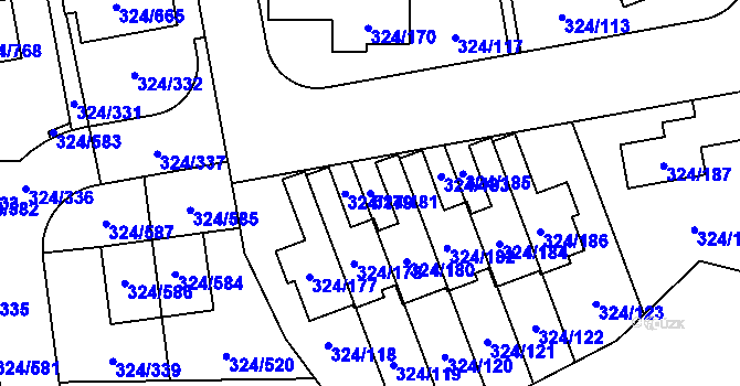 Parcela st. 324/181 v KÚ Levín u Berouna, Katastrální mapa