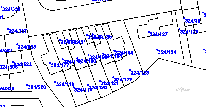 Parcela st. 324/184 v KÚ Levín u Berouna, Katastrální mapa