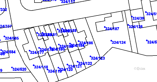 Parcela st. 324/186 v KÚ Levín u Berouna, Katastrální mapa